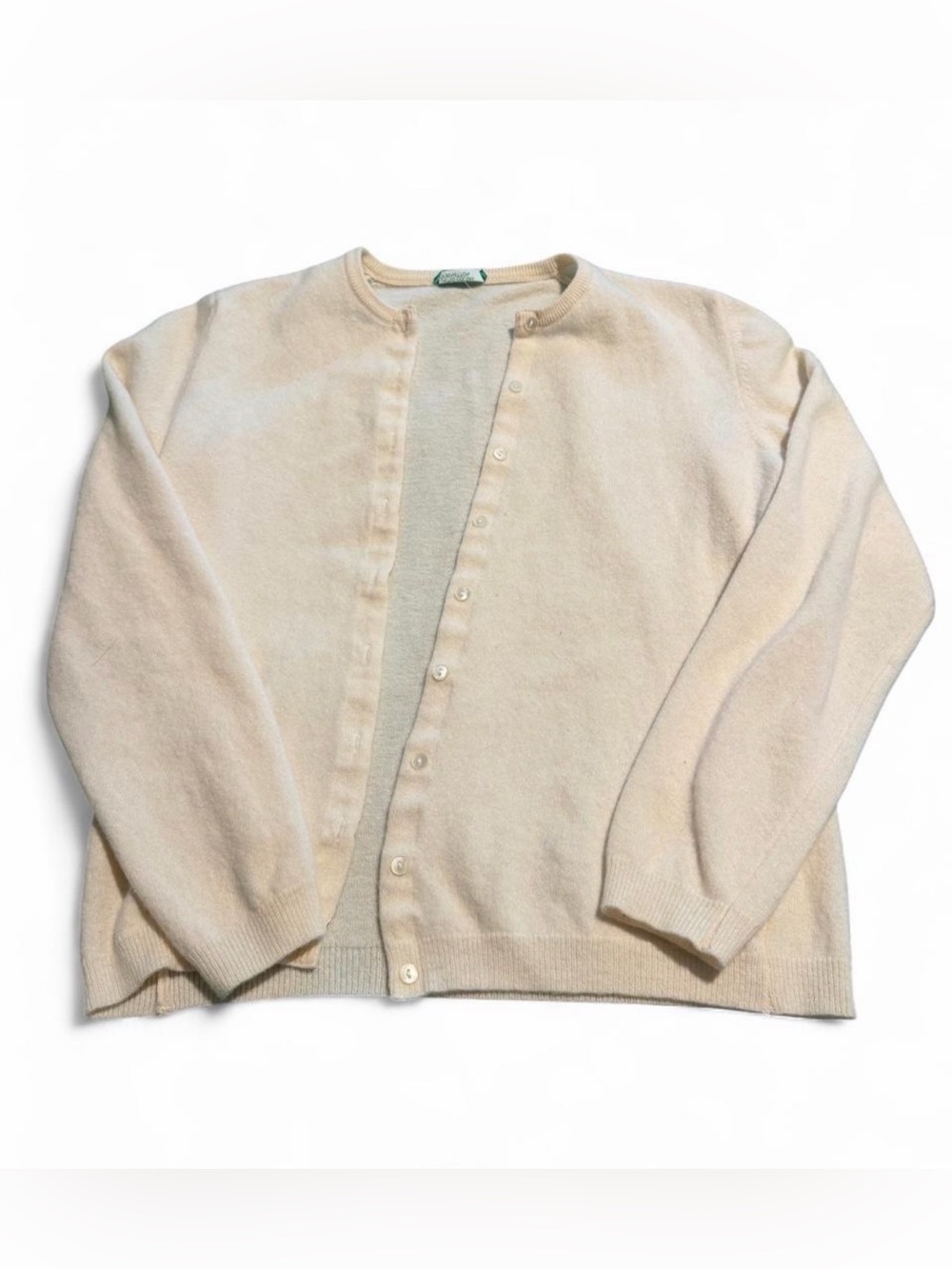 United colors of Benetton Cream colored vintage 90s 100% wool cardigan